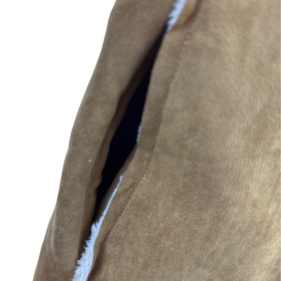 Hem & Thread Womens Faux Suede Open Front Jacket With Sherpa Lining Sz M - Picture 6 of 10
